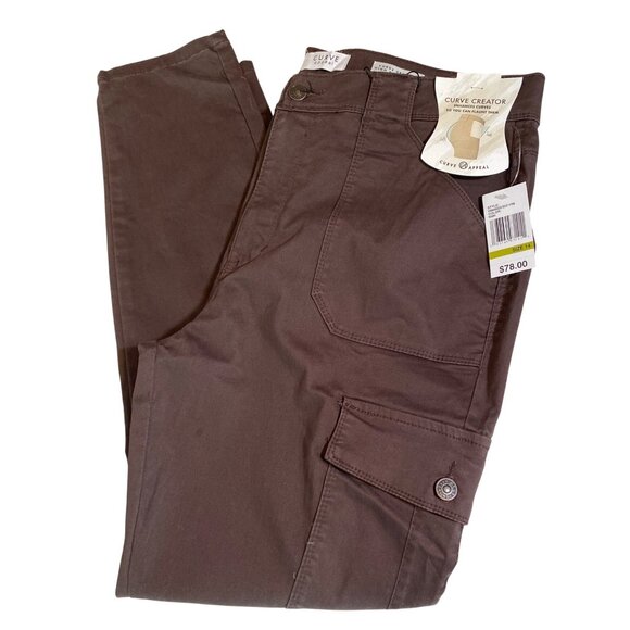Curve Appeal Womens Brown Curve Creator High Rise Skinny Pants Size 14/32 - Picture 1 of 13